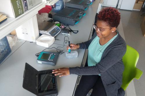 student working in lab